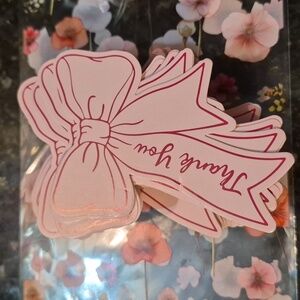 NEW 🐦 SMALL BUSINESS 🐦 TY CARDS 💝 Thick Card Stock 100 Count 🎀 PINK Bows 🎀